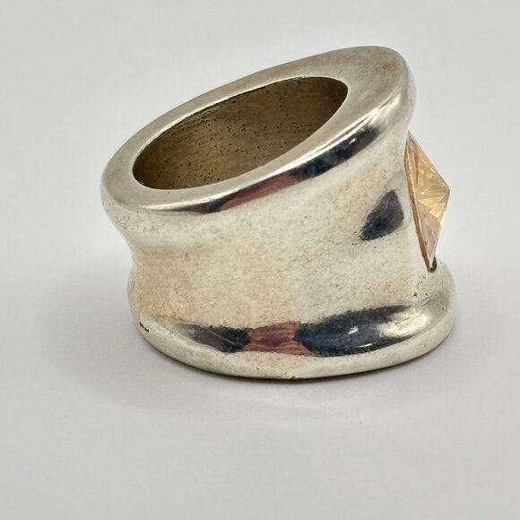 Vidda Sterling Silver Citrine Statement Ring Modern Design - Picture 4 of 8